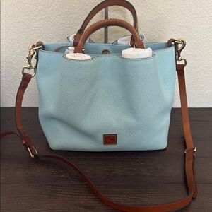 Dooney & Bourke Light Blue Pebbled Leather Barlow